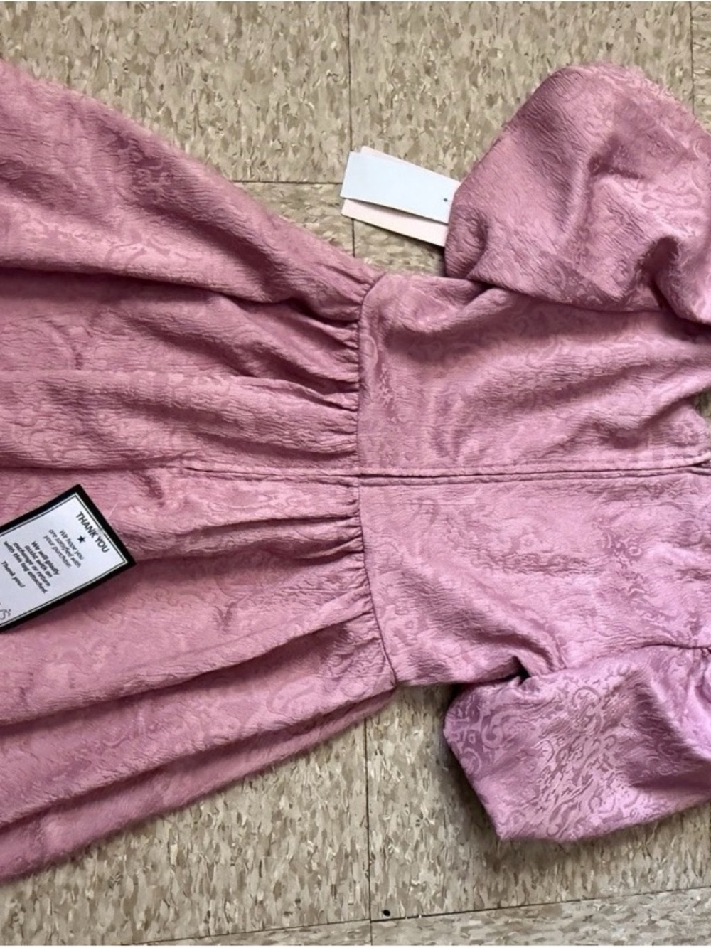 City Studio Pink Jacquard Puff-Sleeve Dress